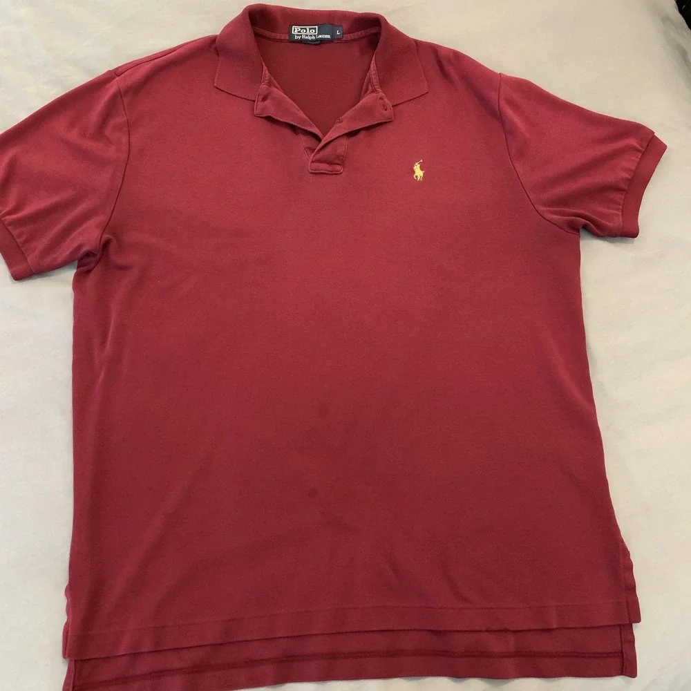 Polo Ralph Lauren Polo Shirt Mens Large Lot‎ Of 2 Purple Red Pony Casual Cotton